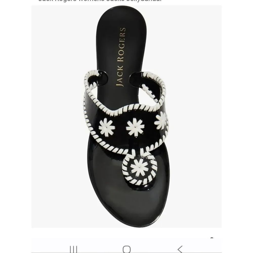Jack Rogers Black and White Daisy Whipstitch Sandals